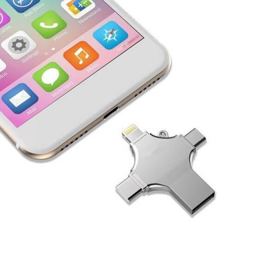 Flash Drive 4 i 1 USB 3.0 OTG multifunktionell U-disk för iPhone iPad PC Mac Externt minne för iOS / Android-enhet