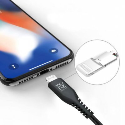 Rvelon USB-C till Lightning flätad Kabel 1m